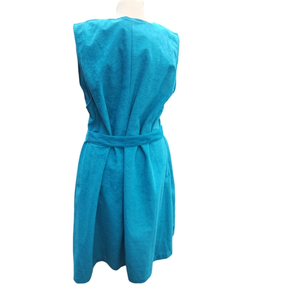 2/$30 Vintage Shift Dress Size 16 Retro Mod 60s Pockets Teal/Turquoise Sundress - Picture 8 of 11